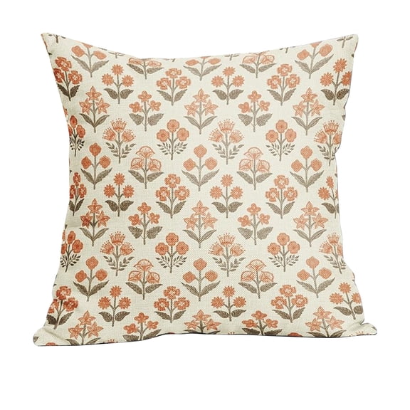 Jubipavy 17.7" × 17.7" Vintage Floral Polyester Throw Pillow Cover, Single-Sided Print Cushion Case with Hidden Zipper for Sofa Couch Bedroom
