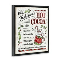 Stupell Industries Old Fashioned Hot Cocoa Holiday Cooking Instructions Jet Black Framed Floating Canvas Wall Art, 16x20, by Anne Tavoletti