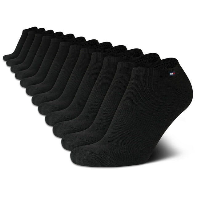 Calcetines Tommy Hilfiger No Show para mujer, paquete de 12, tallas 4-10, color negro