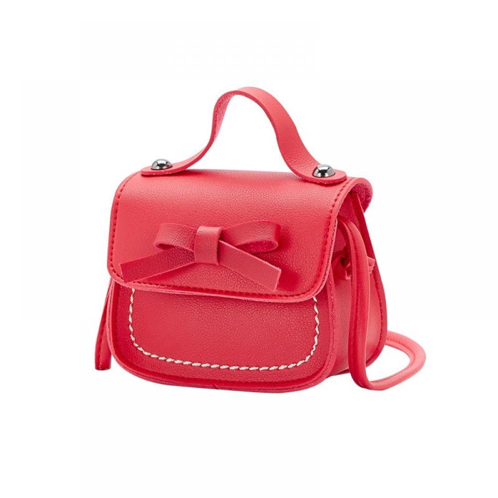 Kids Baby Girls PU Bowknot Messenger Crossbody Bag Wallet Purse Handbag Pink US 