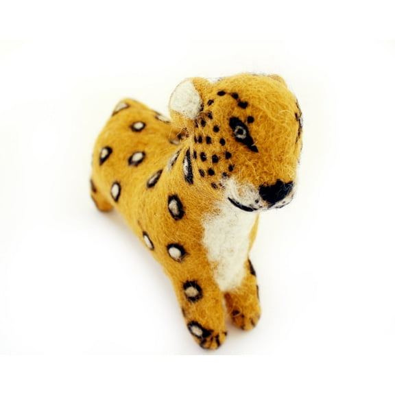 De Kulture Works Wool Felt Leopard Eco Friendly Needle Felted Ornament Stuffed Decorative Showpiece, 7x2x5 LWH inches