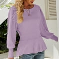 thumbnail image 5 of Kayannuo Pullover Sweaters for Women Long Sleeve Womens Sweaters Plus Size Fall Solid Women Fashion Long Puff Sleeve Round Neck Sweater Tops Blouse, 5 of 6