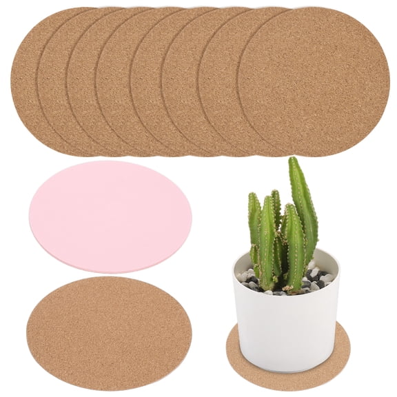 10pcs Cork Plant Coasters, 4 Inch Round Cork Plant Mats Cork Coasters Pink