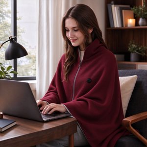 Plumora Heated Cape Heated Shawl USB Heated - Blanket Portable Heated Blanket Cordless Heated Wearable Blanket