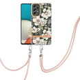 thumbnail image 2 of Flower Pattern Case for Samsung Galaxy A73 5G, Detachable Shoulder Strap Lanyard Crossbody Slim Lightweight Floral Cover with Soft Silicone Shockproof Drop Resistant Case,Green, 2 of 7