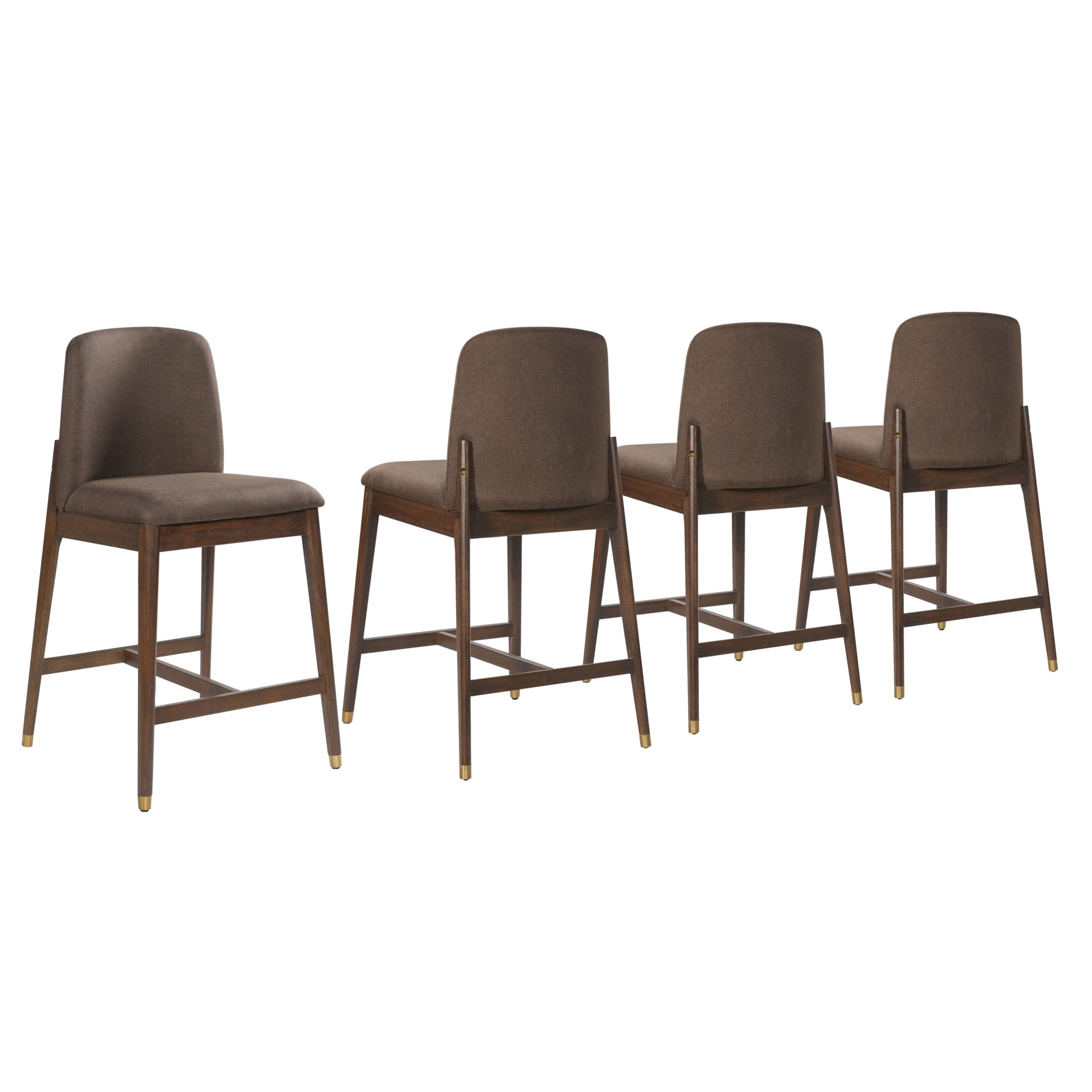 Christopher Knight Home 38"H Taupe Upholstered Counter Stools Set of 4, Walnut Finish Rubberwood Frame