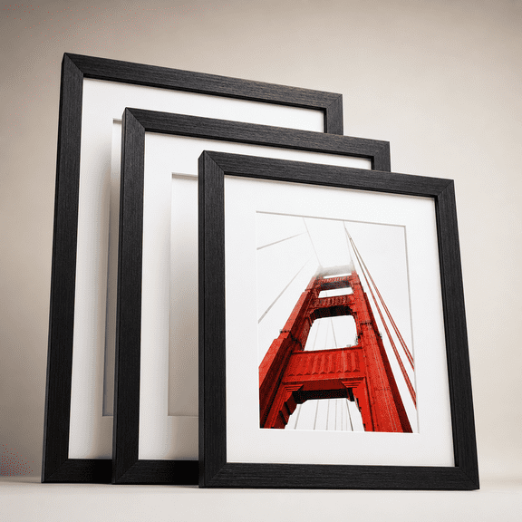 8x10 Picture Frame 3 Pack Black For Wall Mounting Tabletop Display