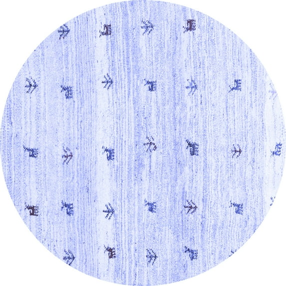 Ahgly Company Machine Washable Indoor Round Solid Blue Modern Area Rugs, 7' Round
