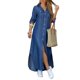 thumbnail image 1 of Vestido largo camisero vaquero con bajo irregular, 1 of 2