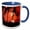 Blue/White, variant on 3drose, Guam, Usa Territory. Sunset with Palms and Ocean and Boats, 15oz Mug