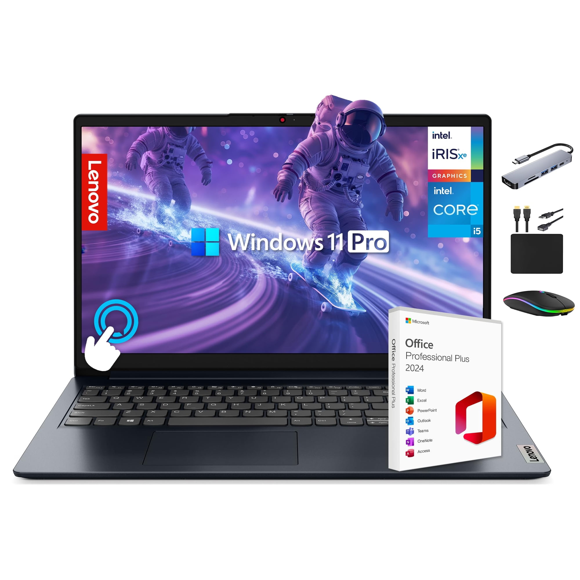 Lenovo IdeaPad 15.6" FHD Touchscreen Laptop Computer 2025, 10-Core Intel i5-1235U (Beat i7-1195G7), 16GB RAM, 1TB Storage (512GB SSD + 500GB Ext), MarxsolAccessory, Lifetime MS Office 2024, Win 11 Pro