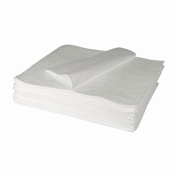 Sorbent Pad, 41 gal, 30 in x 30 in, Oil, White, 50 PK 436M88