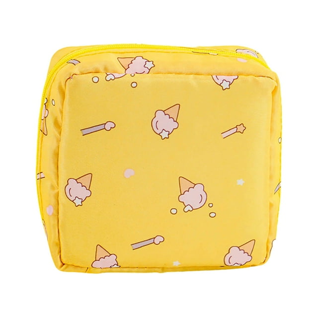 Bonita bolsa portátil para guardar compresas higiénicas. Bolsa de cosméticos de gran capacidad. Bonita bolsa de maquillaje estampada con efecto impermeable
