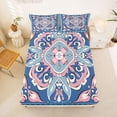 thumbnail image 5 of jejeloiu Boho Mandala Queen Sheets For Men Women,Geometric Pattern Queen Sheet Sets,Blue Pink White,4-Piece,1 Flat Sheet, 1 Fitted Sheet and 2 Pillowcases, 5 of 6