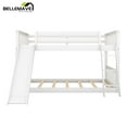 thumbnail image 4 of Bellemave Full Over Full Bunk Bed with Slide and Ladder Wood Floor Bunk Bed with Headboard Full Size Low Bunk Bed Frame No Box Spring Needed, White, 4 of 9