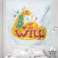 thumbnail image 1 of Calligraphy Tapestry, I Can I Will Lettering Stars Sports Motivation Competition Print, Fabric Wall Hanging Decor for Bedroom Living Room Dorm, 5 Sizes, Marigold and Multicolor, by Ambesonne, 1 of 1