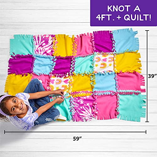 Learn 4 Ways to Knot Includes 20 Fabric Squares & Felt Embellishments Made By Me Easy-to-Knot Quilt Making by Horizon Group USA No Cutting or Sewing Necessary Create a 59” x 39” Fleece Quilt 