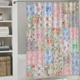 thumbnail image 2 of Patchwork Floral Shower Curtain for Bathroom, Boho Vintage Flower Bohemian Colorful Spring Retro Pattern Stitching Bohemian Waterproof Fabric Shower Curtain Set with Hooks-72"W x 86"L (Pack of 1), 2 of 7