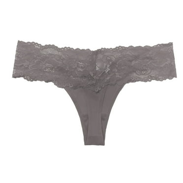IROINNID Thong Underwear For Women High-Cut Sexy Lace Lingerie Transparent Hollow Out Solid Color Invisible Panties