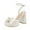 White, variant on Women Bowknot Platform Sandals with Pearl Open Toe Bridal Block High Heels Ankle Strap Wedding Prom Satin Shoes Size 6.5 White
