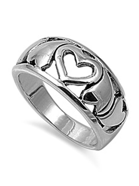 Filigree Heart Promise Purity Ring .925 Sterling Silver Band Jewelry Female Male Unisex Size 9
