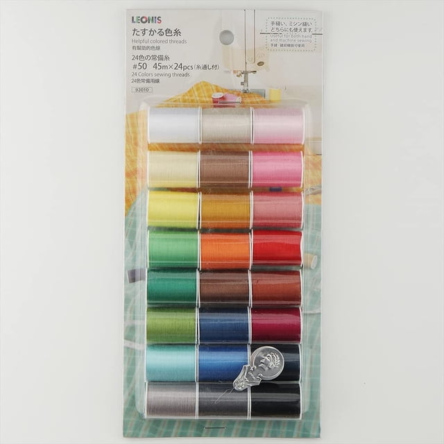 Juego de hilos de coser LEONIS de 24 colores, 50 yardas cada uno