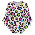 thumbnail image 5 of Colorful Leopard Print Pattern Women's V-Neck Blouse With 3/4 Ruffled Bell Sleeves Casual Top Ladies Blouses, 5 of 7