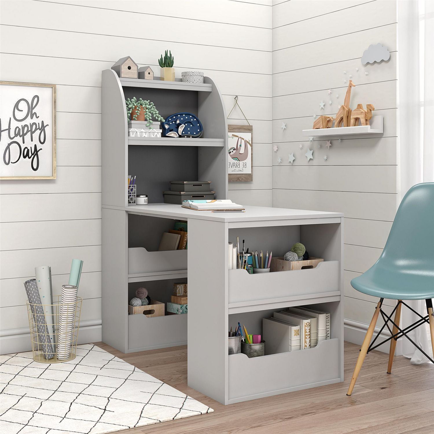 Ameriwood Home Tyler Kids Craft Desk, Dove Gray