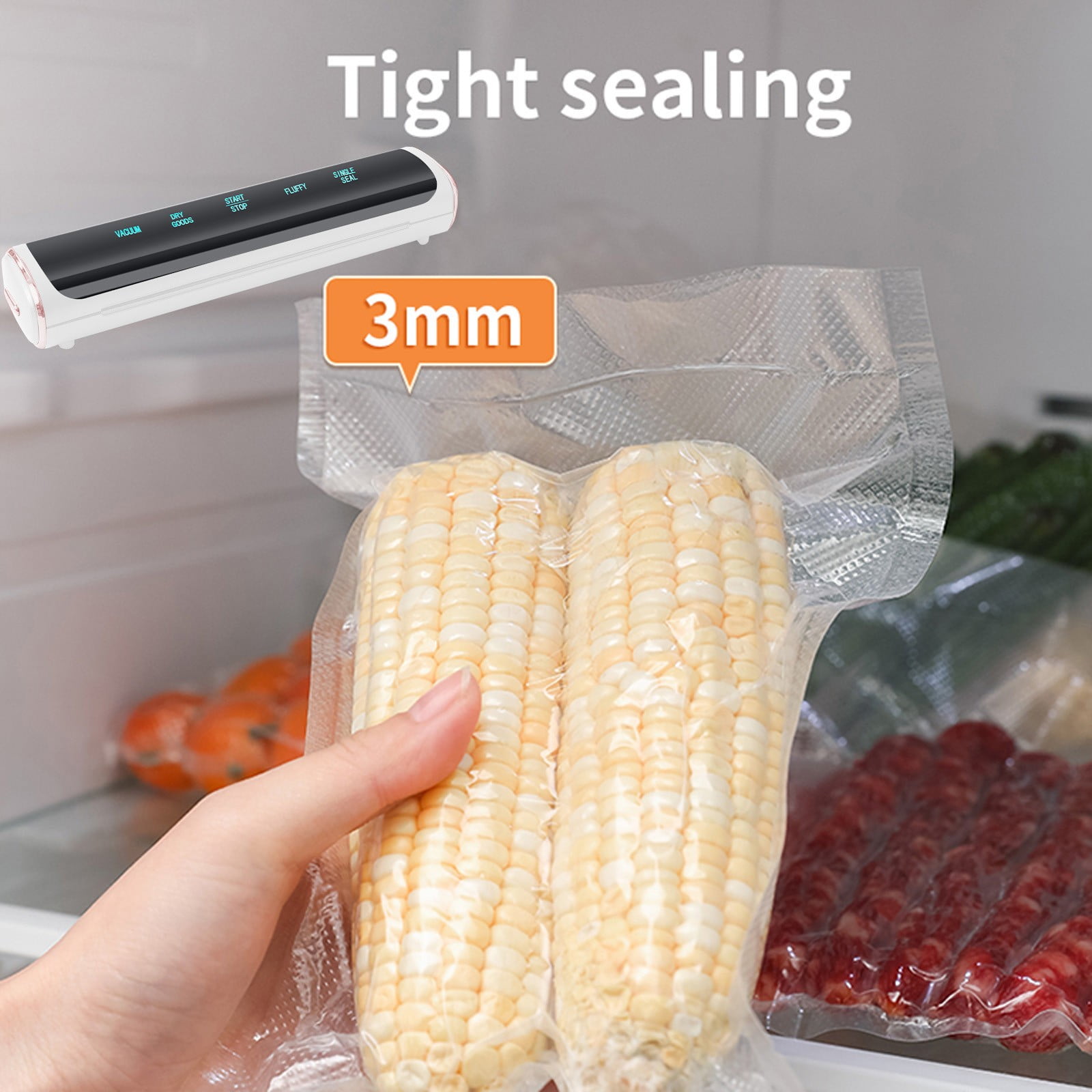 Vacuum Sealer Machine With 10 Bags, Dry And Moist Food Sealer For Airtight Storage, Kitchen Preservation System, ABS Material, White Or Blue