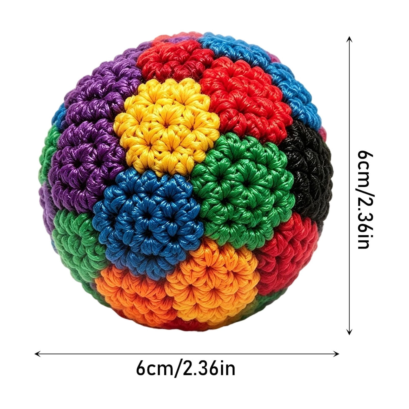 Rainbow Crochet Footbag Hacky Sack, Premium Soft Hand-Knitted Kick