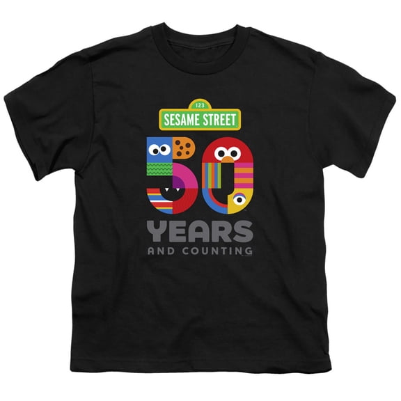 Sesame Street 50 Years Logo S/S Youth 18/1 T-Shirt Black