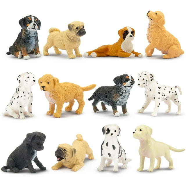 Juego de figuras de animales Toymany Mini Dog, 12 unidades, regalo para niños