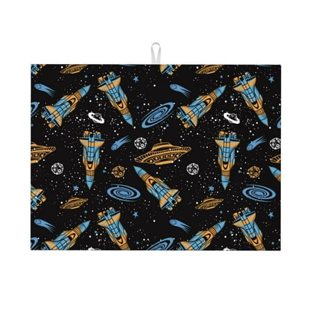 

Dish Drying Mat Space rocket A Highly Absorbent Microfiber Drying Mat Kitchen Counter or Sink Drawer Liner 16x18 Kitchen Drying Mat Coffee Mat Kitchen Essentials