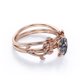 thumbnail image 3 of JeenMata Anillo Nupcial con Diseño de Hojas de Cuarzo Rutilado Negro Druzy Transparente en Forma de Lágrima de 1 Quilate con Engaste en Garras en Baño de Oro Rosa de 18 K sobre Plata, 3 of 6