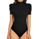 thumbnail image 2 of Xishao Blusa de manga larga con cuello alto falso, manga corta, manga abombada, ropa de trabajo, body elegante Xishao ropa, 2 of 2