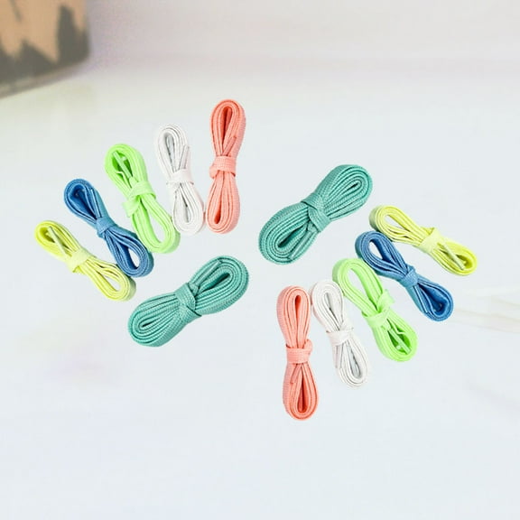 Phenofice 12Pcs Flat Ribbon Laces for Sneakers in White Pink Sky-Blue Blue Green Yellow Colors
