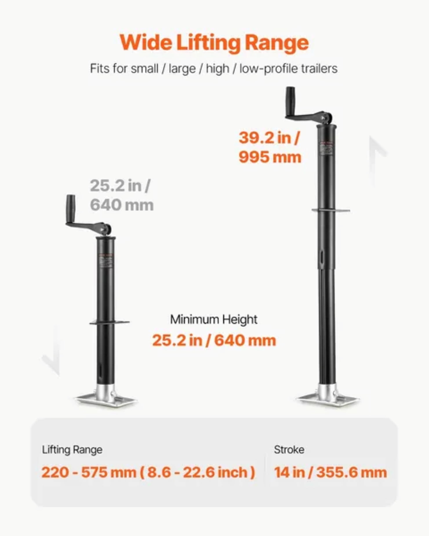 Unbranded Heavy-Duty Trailer Jack Stand 2000 lb Lifting Capacity, 8.7-23.5 inch Lifting Range