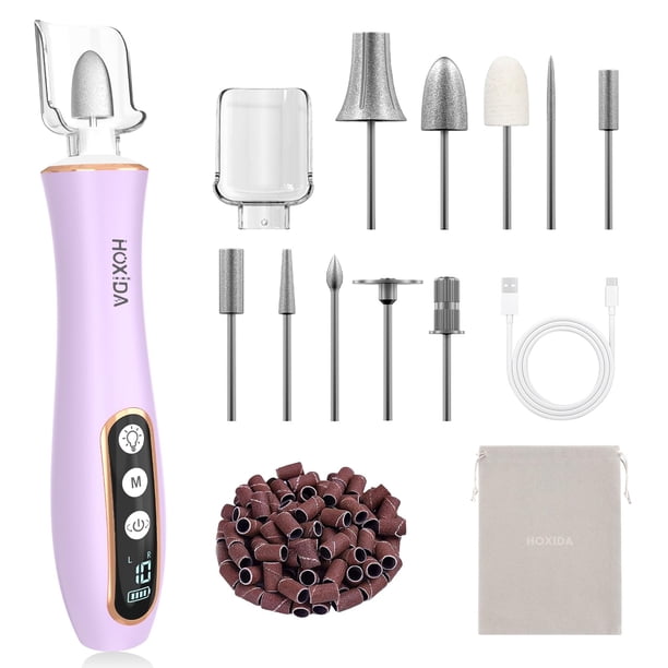 Kit de manicura y pedicura Hoxida, luz LED de 360°, 10 velocidades, inalámbrica