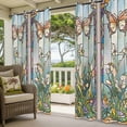 thumbnail image 5 of Outdoor Curtains for Patio Waterproof, Colorful Butterfly Windproof Pravicy Outside Porch Blackout Curtain, Spring Botanical Summer Vintage Sun Blocking Grommets Curtains for Cabana 2 Panels 54"x108", 5 of 9