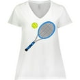 thumbnail image 3 of Inktastic Blue Tennis Racket and Ball Women's Plus Size V-Neck T-Shirt, 3 of 5