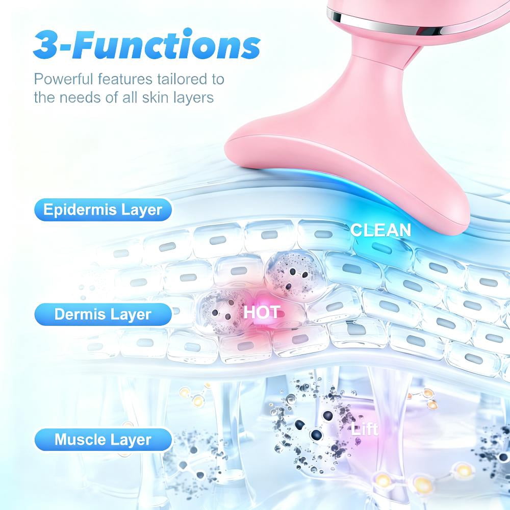 TENS& EMS 7 Color Device for Face, 4 in 1 Face Massager Tool for Skin Lifting & Firming, 3 Modes Neck Facial Massager for Skin Care with Vibration