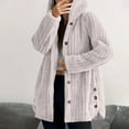 thumbnail image 2 of Lixiuxyad Fuzzy Hooded Jacket Women's Jacket Winter Warm Soft Hooded Coat Long Sleeve Button Front Loose Fit Casual Outerwear For Daily Wear Beige, 2 of 6