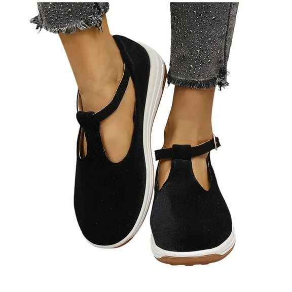 THDHVS Womens Wedge Sandals,Wedge Sandals for Women,Fashion Women Casual Round Head Comfy Sandals Casual Sandals Shoes Black 6