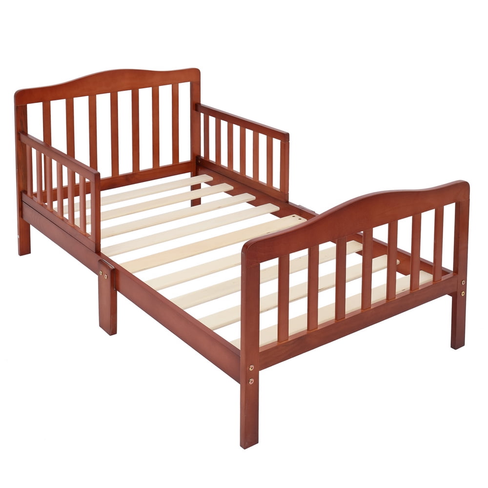 Toddler Bed Wooden Baby Bed with Safety Guardrails Children Bedroom
