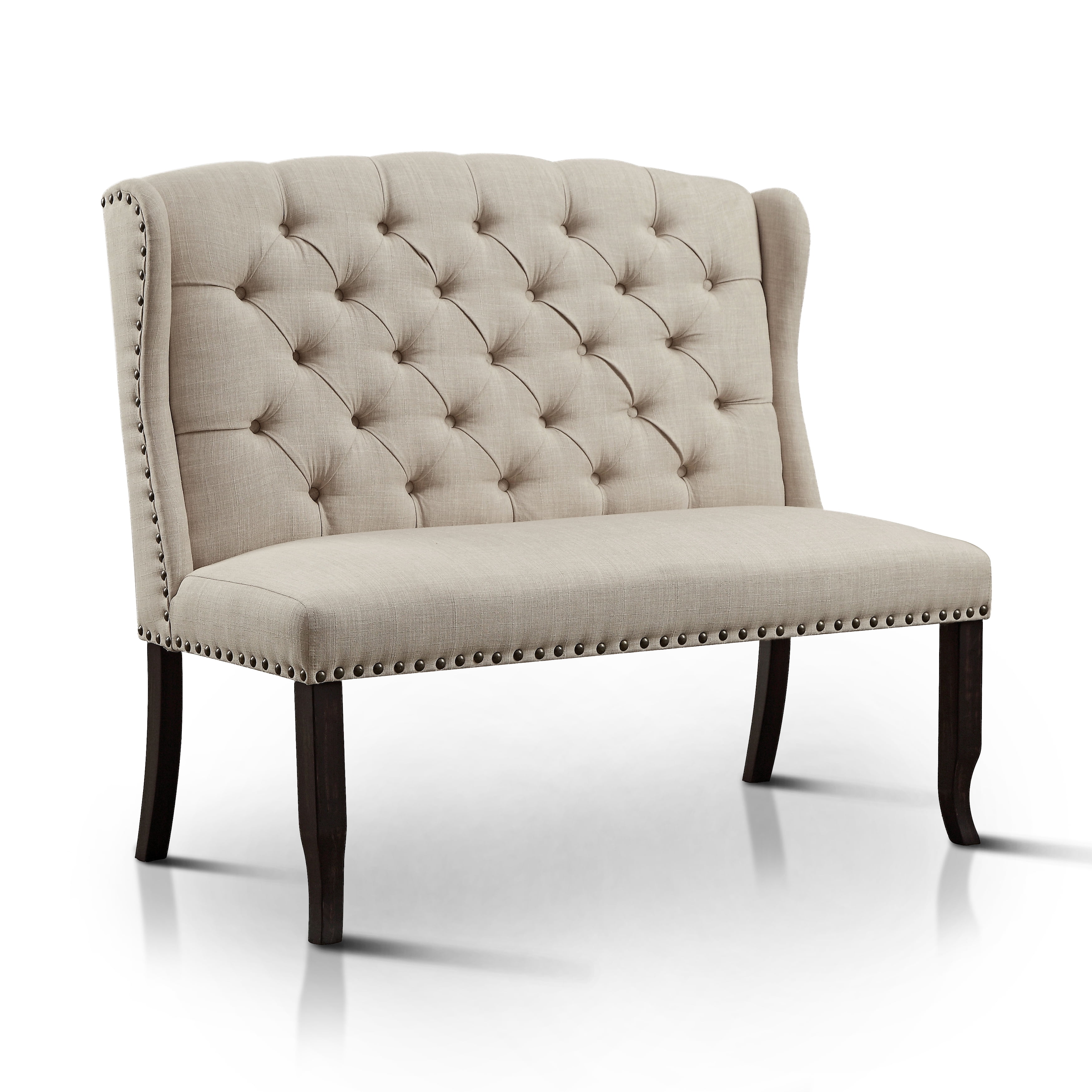 Furniture of America Freiden Tufted Wingback Dining Bench, Antique Black