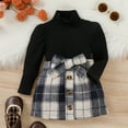 thumbnail image 2 of EnJoCho Cute Crop Teen Girl Toddler Girls Long Sleeve Ribbed Knitted Turtleneck T Shirt Tops Plaid Prints Bow Tie Skirt Outfits Little Girl Summer Trendy Clothing Set 6-12 Months, 2 of 8