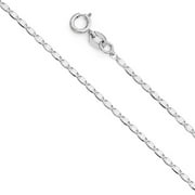Ioka - 14K White Solid Gold 1.3mm Valentino Chain Necklace with Spring Ring Clasp - 16"
