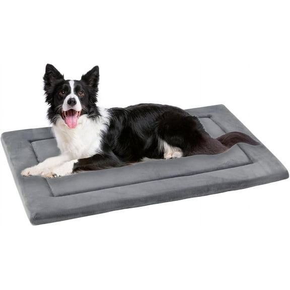 Dog Bed Mat for Crate 1.1in Slim Cooling Pad Reversible Flannel & Waterproof Canva for Dogs up to 90 lbs