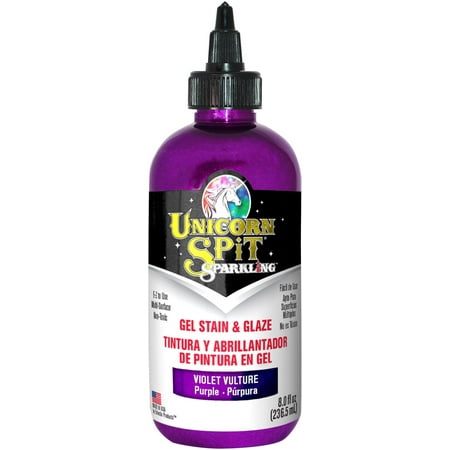 UPC: 0076818006282 | Unicorn Spit Sparkling Wood Gel  Stain and Glaze  Violet Vulture  8 fl oz