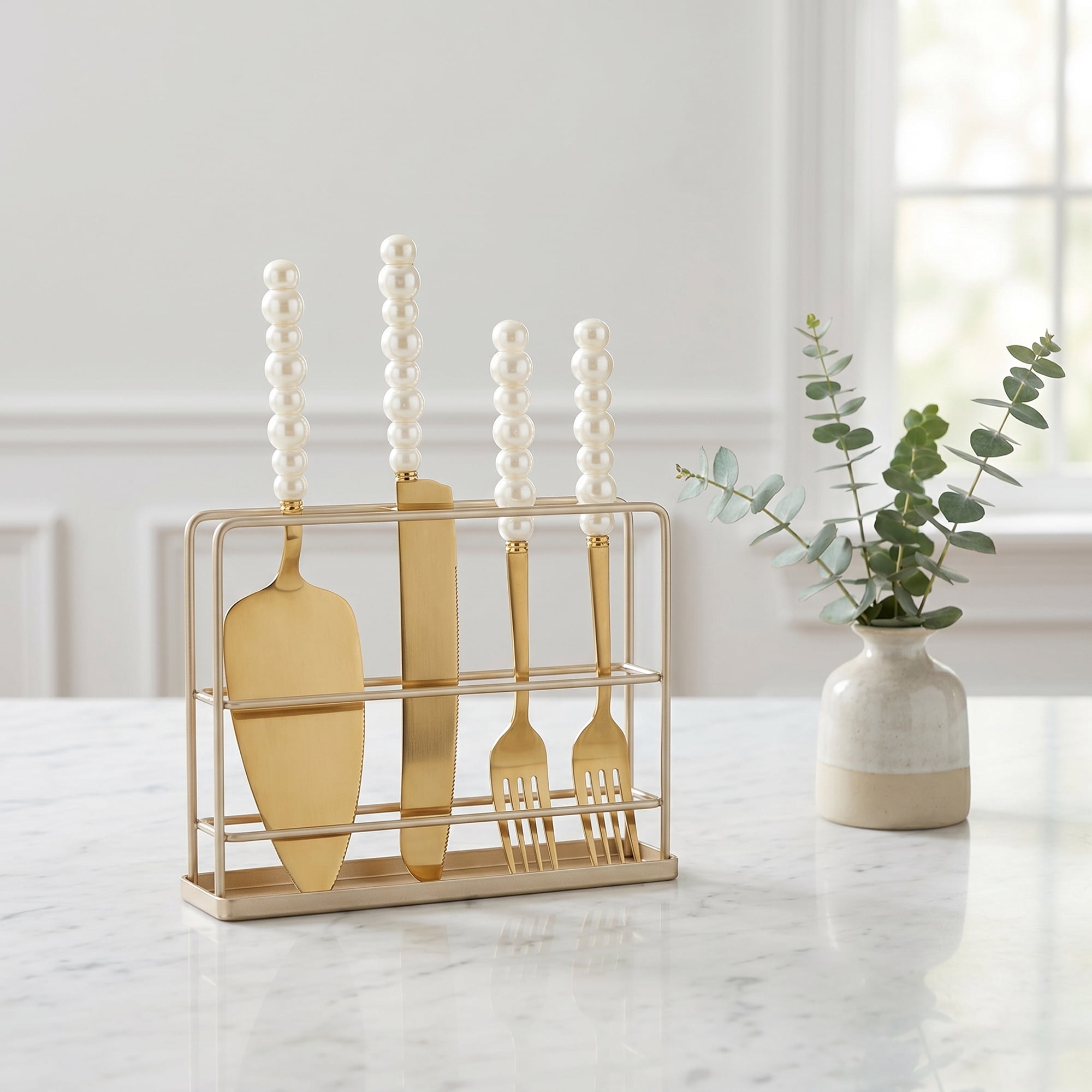 Unique Bargains Heat-Resistant Cooking Utensils Home Spatula Set Gold 4Pcs